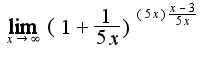 $\lim_{x\rightarrow \infty}(1+\frac{1}{5x})^{(5x)\frac{x-3}{5x}}$
