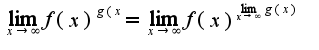 $\lim_{x\rightarrow \infty}f(x)^{g(x}=\lim_{x\rightarrow \infty}f(x)^{\lim_{x\rightarrow \infty}g(x)}$