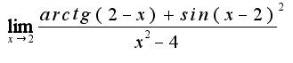 $\lim_{x\rightarrow 2}\frac{arctg(2-x)+ sin(x-2)^{2}}{x^{2}-4}$