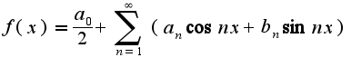 $f(x)=\frac{a_{0}}{2}+\sum_{n=1}^{\infty}(a_{n}\cos nx+b_{n}\sin nx)$
