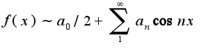 $f(x)\sim a_{0}/2+\sum_{1}^{\infty}a_{n}\cos nx$