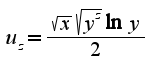 $u_{z}=\frac{\sqrt{x}\sqrt{y^{z}}\ln y}{2}$