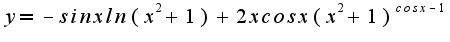 $y=-sinxln(x^2+1)+2xcosx(x^2+1)^{cosx-1}$