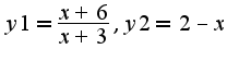 $y1=\frac{x+6}{x+3},y2=2-x$
