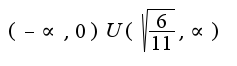 $(-\propto, 0)U(\sqrt{\frac{6}{11}},\propto)$