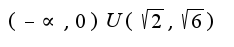 $(-\propto, 0)U(\sqrt{2},\sqrt{6})$