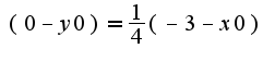 $(0-y0)=\frac {1} {4}(-3-x0)$