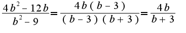 $\frac{4b^2-12b}{b^2-9}=\frac{4b(b-3)}{(b-3)(b+3)}=\frac{4b}{b+3}$