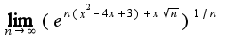 $\lim_{n\rightarrow \infty}(e^{n(x^2-4x+3)+x\sqrt{n}})^{1/n}$