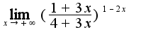 $\lim_{x\rightarrow+\infty}(\frac{1+3x}{4+3x})^{1-2x}$