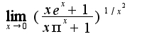 $\lim_{x\rightarrow 0}(\frac{xe^{x}+1}{x\pi ^{x}+1})^{1/x^2}$