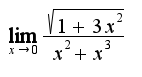 $\lim_{x\rightarrow 0}\frac{\sqrt{1+3x^2}}{x^2+x^3}$
