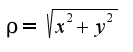 $\rho=\sqrt{x^2+y^2}$