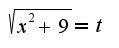 $\sqrt{x^2+9}=t$