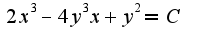$2x^3-4y^{3}x+y^2=C$