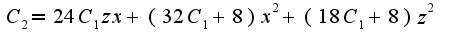 $C_2=24C_1zx+(32C_1+8)x^2+(18C_1+8)z^2$