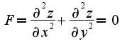 $F=\frac{\partial^2{z}}{\partial{x}^2}+\frac{\partial^2{z}}{\partial{y}^2}=0$