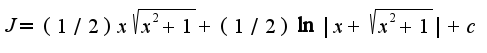 $J=(1/2)x\sqrt{x^2+1}+(1/2)\ln|x+\sqrt{x^2+1}|+c$