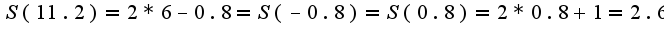 $S(11.2)=2*6-0.8=S(-0.8)=S(0.8)=2*0.8+1=2.6$