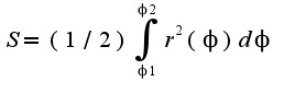 $S=(1/2)\int_{\phi 1}^{\phi 2}r^2(\phi)d\phi$