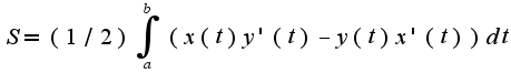 $S=(1/2)\int_{a}^{b}(x(t)y'(t)-y(t)x'(t))dt$