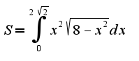 $S=\int_{0}^{2\sqrt{2}}x^2\sqrt{8-x^2}dx$