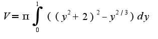 $V=\pi\int_{0}^{1}((y^2+2)^2-y^{2/3})dy$