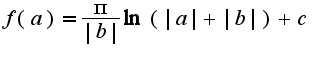 $f(a)=\frac{\pi}{|b|}\ln(|a|+|b|)+c$