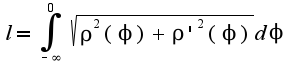 $l=\int_{-\infty}^{0}\sqrt{\rho^2(\phi)+\rho'^2(\phi)}d\phi$