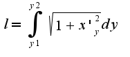 $l=\int_{y1}^{y2}\sqrt{1+x'_{y}^2}dy$