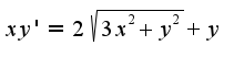 $xy'=2\sqrt{3x^2+y^2}+y$