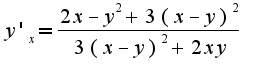 $y'_{x}=\frac{2x-y^2+3(x-y)^2}{3(x-y)^2+2xy}$