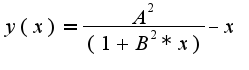 $y(x)=\frac {A^2}{(1+B^2*x)}-x$