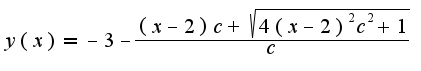 $y(x)=-3-\frac{(x-2)c+\sqrt{4(x-2)^2c^2+1}}{c}$