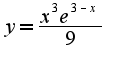 $y=\frac{x^{3}e^{3-x}}{9}$
