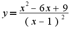 $y=\frac{x^2-6x+9}{(x-1)^2}$