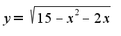 $y= \sqrt{15-x^2-2x}$