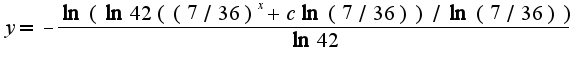$y=-\frac{\ln(\ln 42((7/36)^{x}+c\ln(7/36))/\ln(7/36))}{\ln 42}$