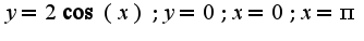 $y=2 \cos(x); y=0; x=0; x=\pi$