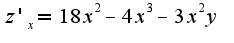$z'_x = 18x^2-4x^3-3x^2y$