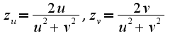 $z_{u}=\frac{2u}{u^2+v^2},z_{v}=\frac{2v}{u^2+v^2}$
